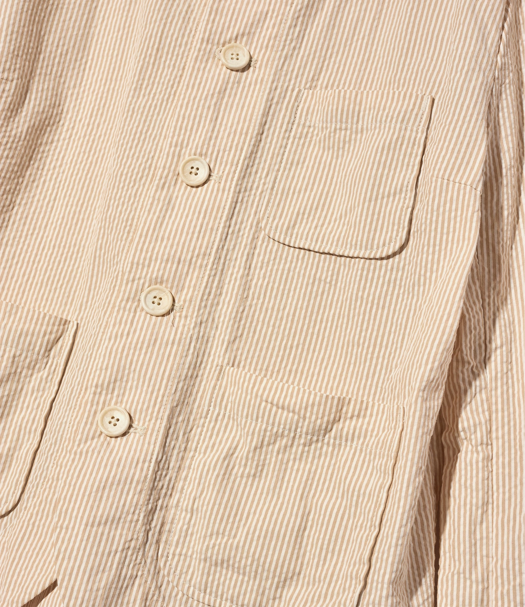 Outdoor Layer concert Cutaway Jacket ?C?Beige Stripe Cotton Seersucker