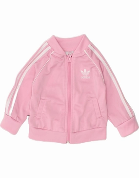 ADIDAS Baby Girls Tracksuit Top Jacket 3-6 Months Pink Polyester NoiseFreeMaterial