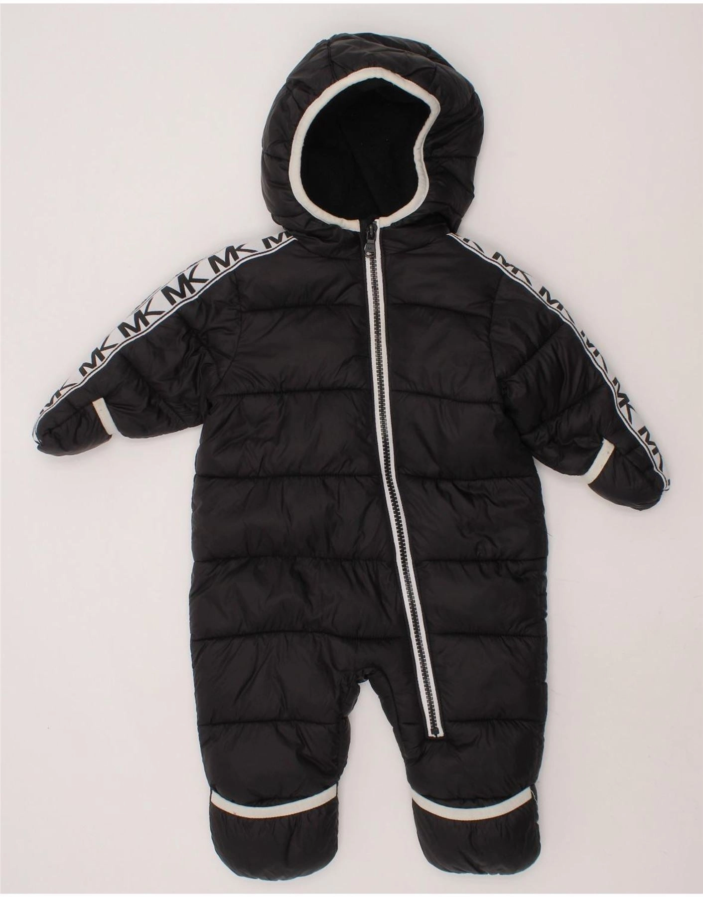 MICHAEL KORS Baby Boys Hooded Jumpsuit 3-6 Months  Black Colourblock Relax Modern Active Teen