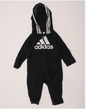 ADIDAS Baby Boys Graphic Hooded Jumpsuit 12-18 Months  Black Cotton Holiday Active Charming Basic