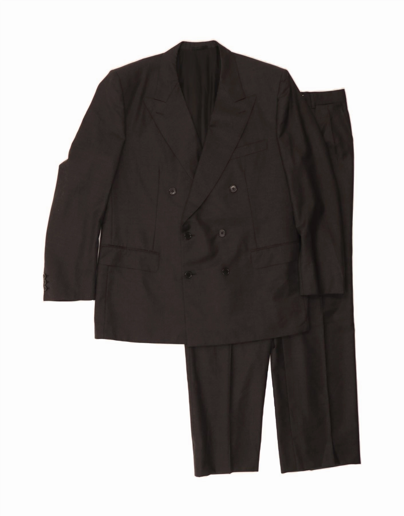 Sophisticated Layering Sleek Design DAVIDE CENCI Mens Double Breasted 2 Piece Suit IT 56 3XL W40 L30 Grey Wool