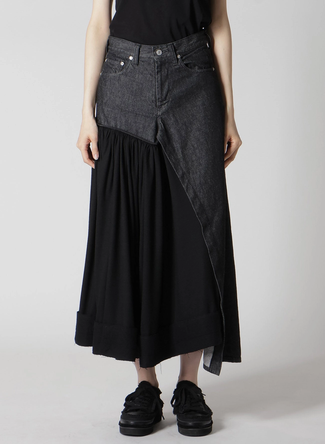 Subtle Edge 11.5OZ DENIM L CUT OFF COMBINATION SKIRT