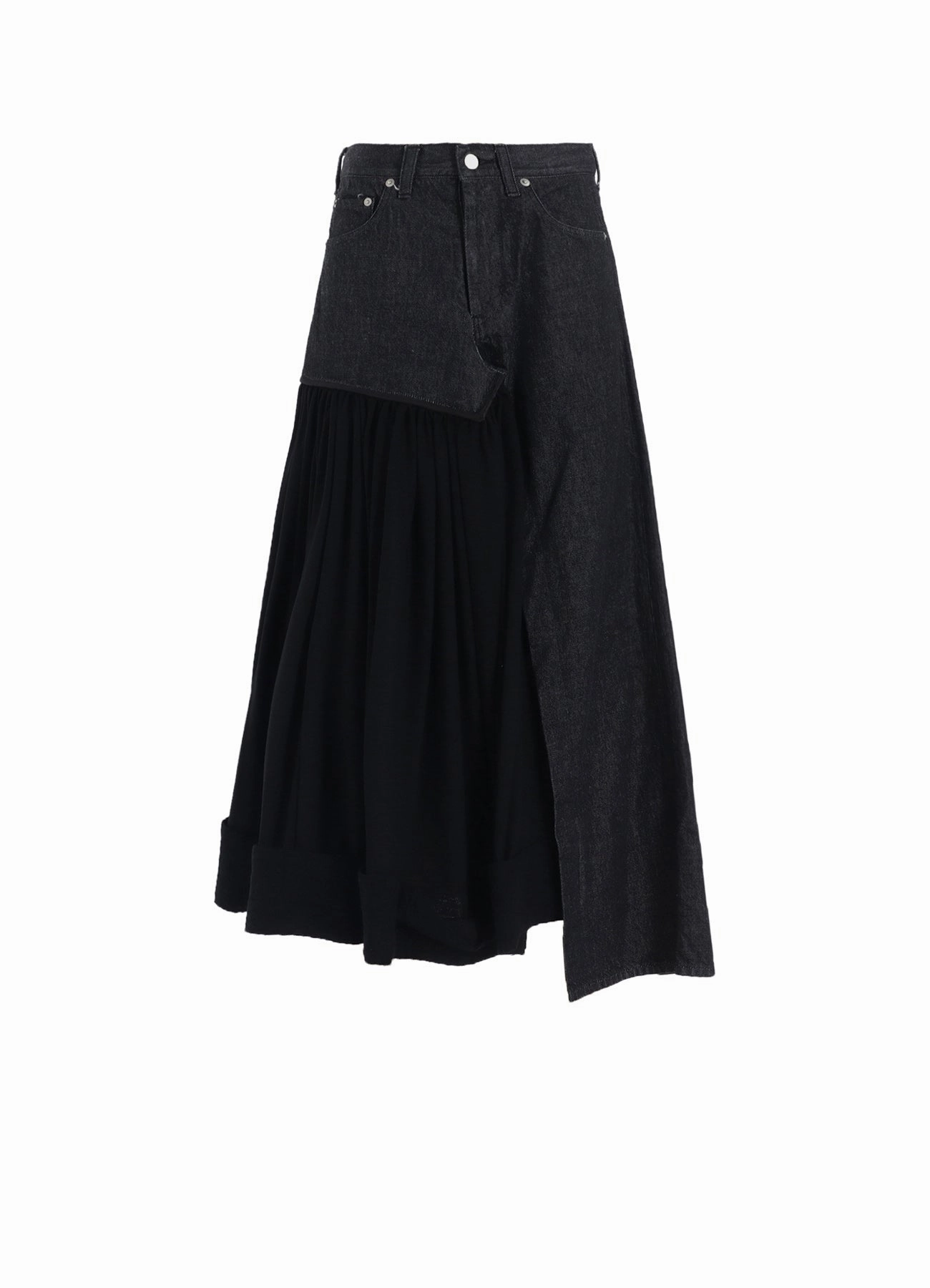 Bright Mood Front-Slit 11.5OZ DENIM L CUT OFF COMBINATION SKIRT