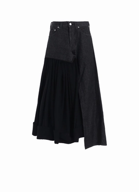 Bright Mood Front-Slit 11.5OZ DENIM L CUT OFF COMBINATION SKIRT