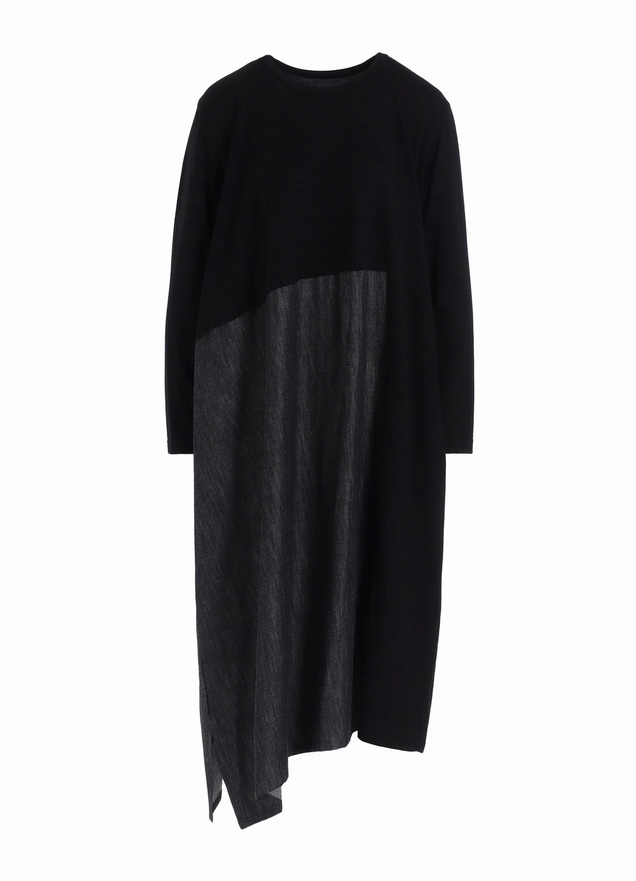 DENIM COMBINATION LONG SLEEVE DRESS Mid layer