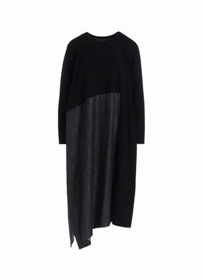 DENIM COMBINATION LONG SLEEVE DRESS Slim Shape Vibrant Form