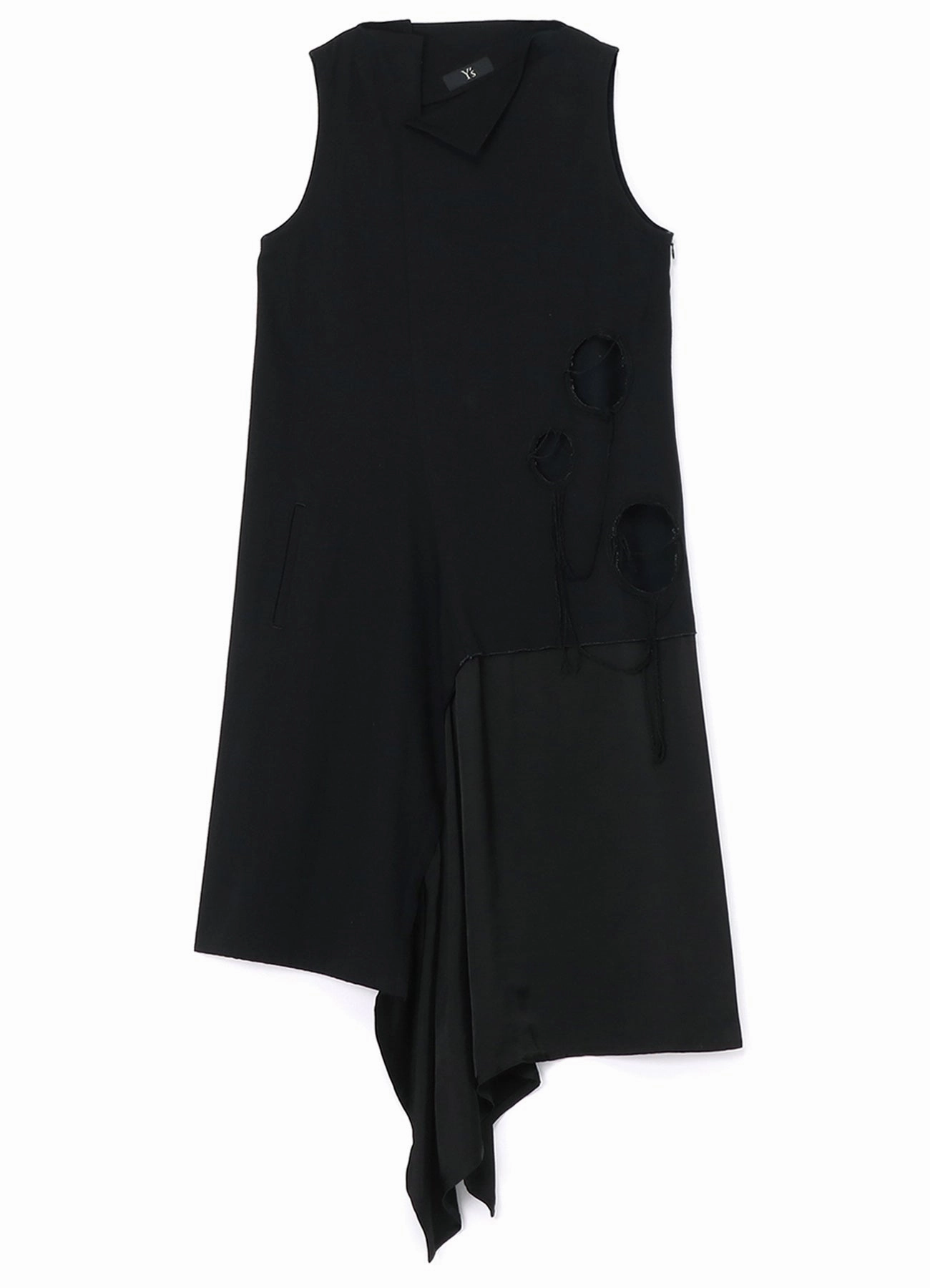 DENIM HOLE EMBROIDERY COLLAR SQUARE SLEEVELESS DRESS Euro Ease