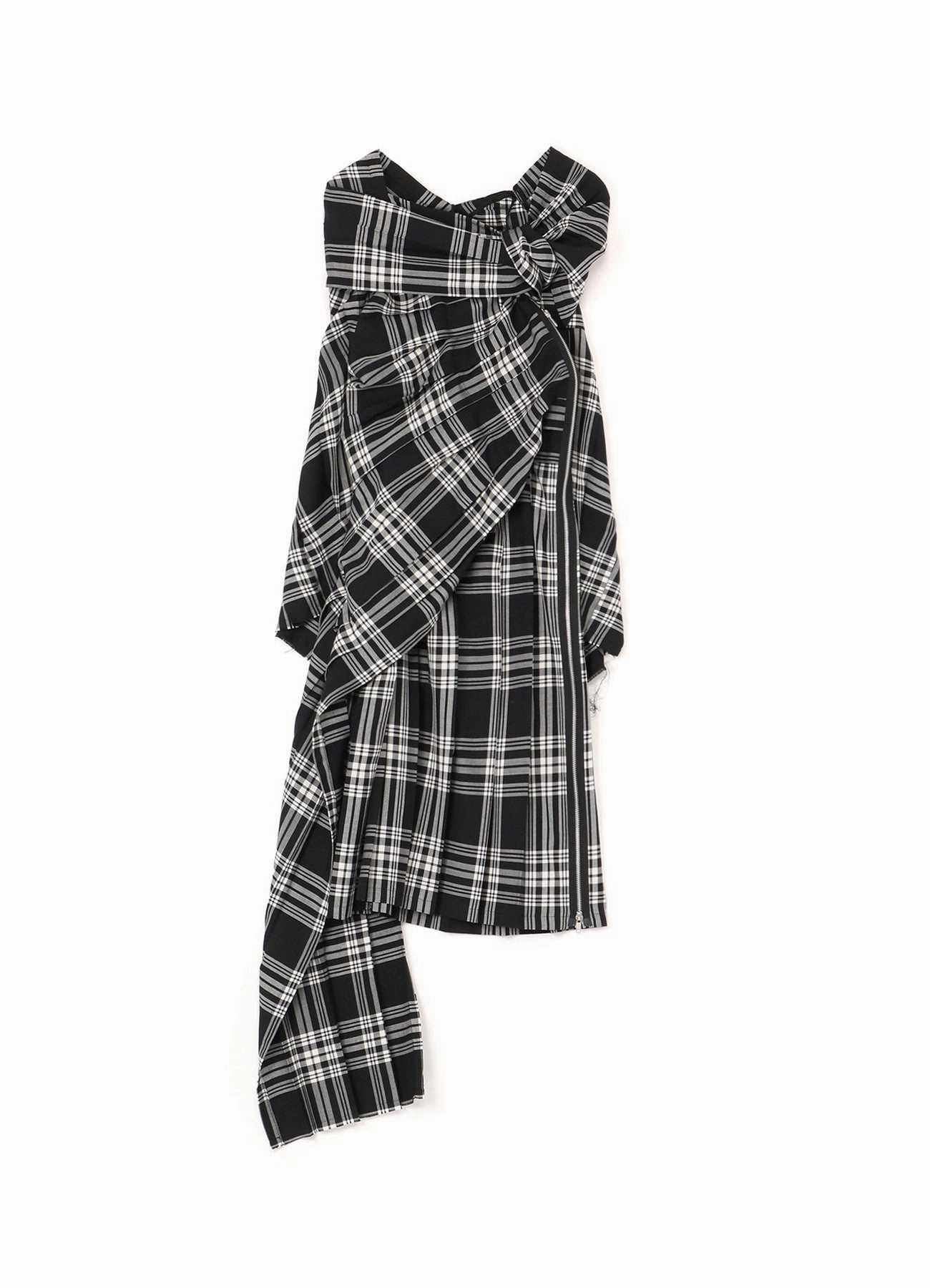 PLAID DRESS WITH TWISTED PLEATS Stylish Design