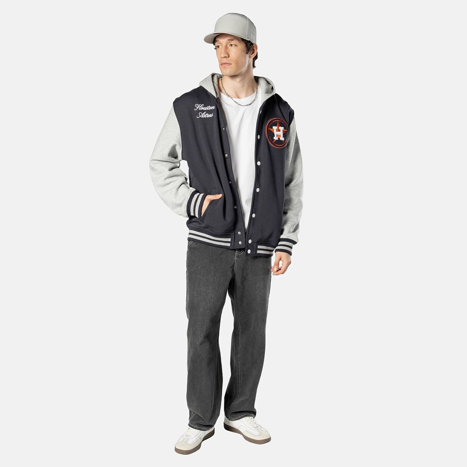 Astros Snap Front Fleece Jacket - Mens Fashionable Outerwear