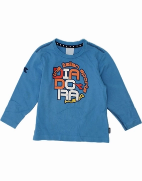 DIADORA Baby Boys Graphic Top Long Sleeve 18-24 Months Blue Cotton Flexible Knit Athletic Cut