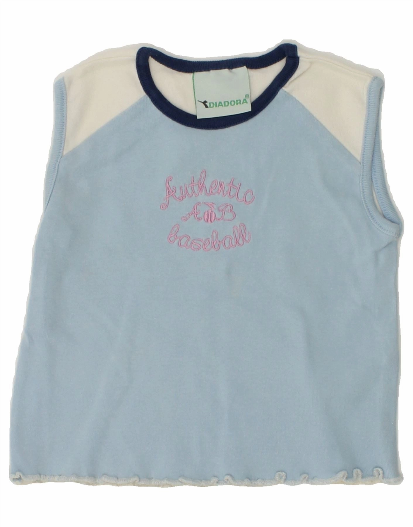DIADORA Baby Girls Vest Top 12-18 Months Blue Colourblock Cotton mix and match
