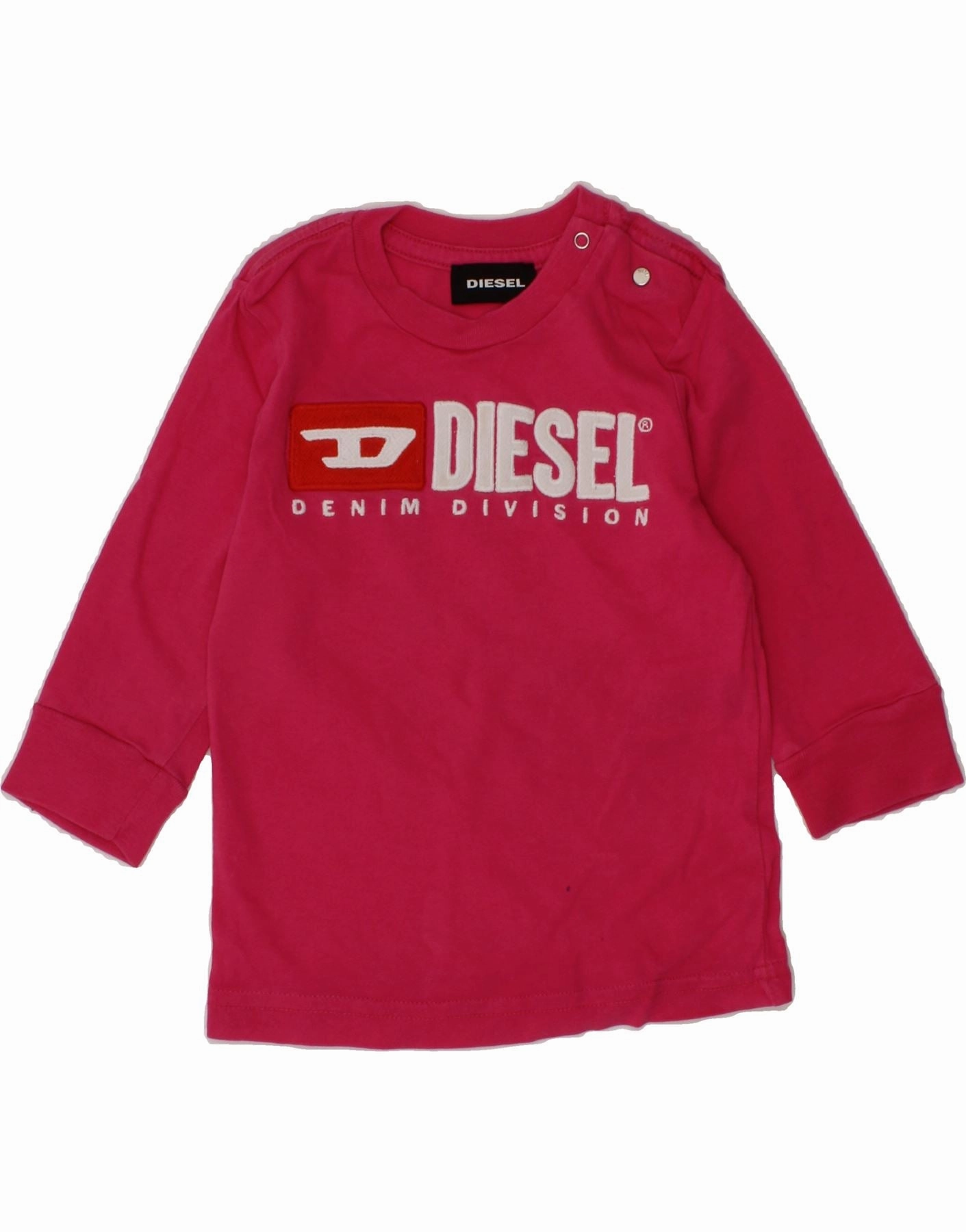 DIESEL Baby Girls Graphic Top Long Sleeve 6-9 Months Pink Cotton No Slip Shoulder Grips