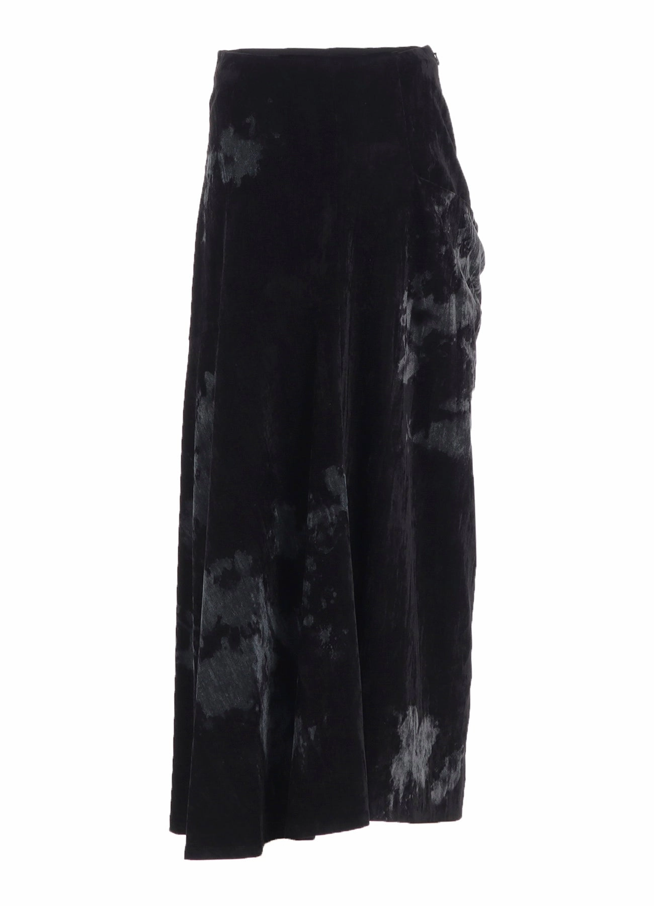 Casual Layers DISCHARGE-PRINTED VELVET SIDE DRAPE SKIRT