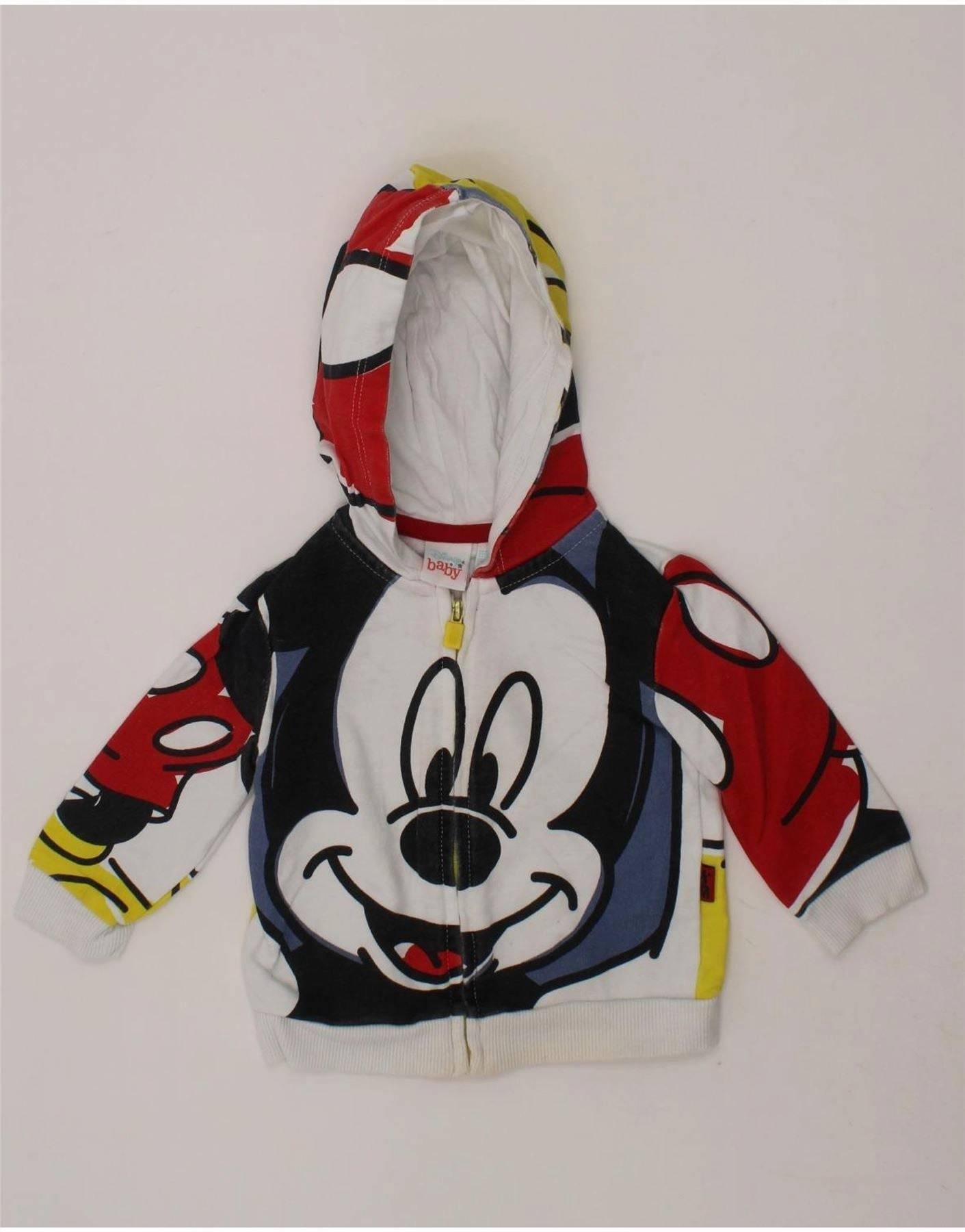 Circular Knit Design DISNEY Baby Boys Mickey Mouse Zip Hoodie Sweater 3-6 Months Multicoloured