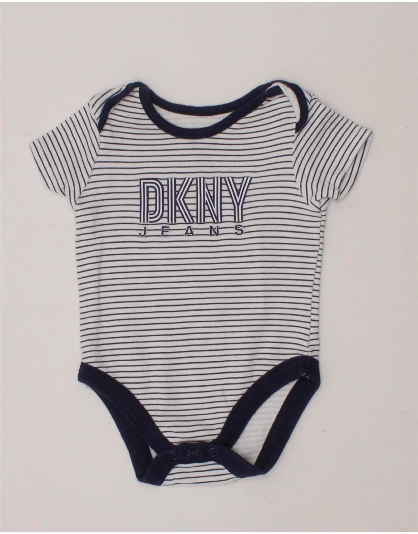 DKNY Baby Boys Graphic Bodysuit 3-6 Months White Striped Cotton Bold Lightweight Everyday Loose