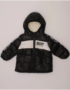 Tailored Silhouette Trust DKNY Baby Boys Graphic Hooded Padded Jacket 9-12 Months Black Colourblock