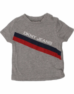 Chic Design Wardrobe Must-Have DKNY Baby Boys Graphic T-Shirt Top 9-12 Months Grey Striped Cotton