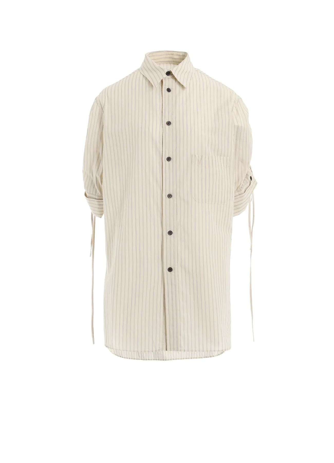 Classic Collar DOBBY STRIPE SHIRRING SLEEVE SHIRT