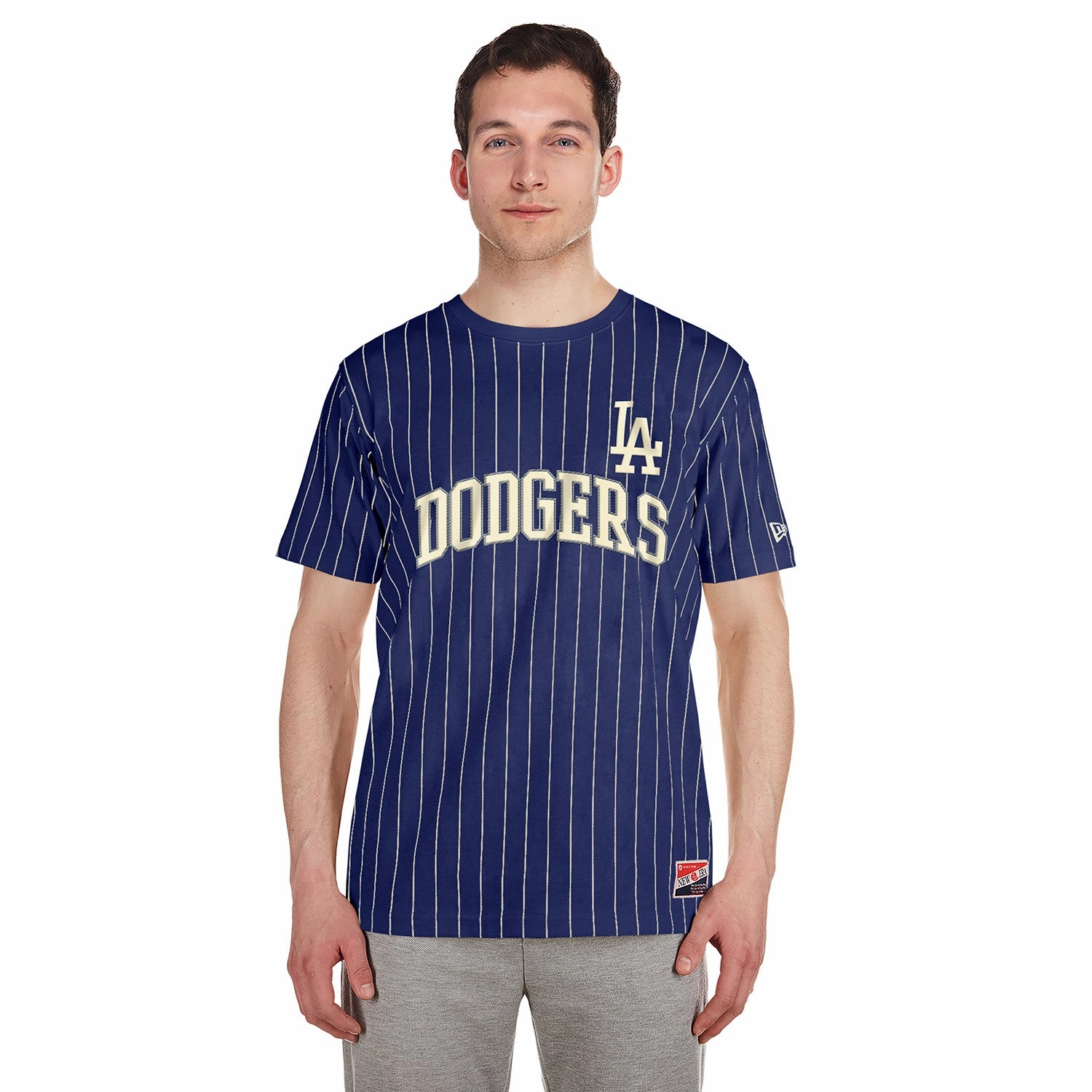 Dodgers Chrome Pinstripe Tee - Mens Chic and Soft