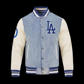 Water Resistant Flexible Hood Dodgers Varsity Blues Jacket - Mens