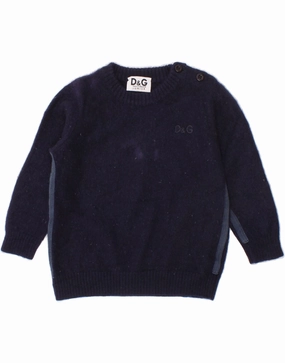 Non Restrictive Cuff No Fuss DOLCE & GABBANA Baby Boys Boat Neck Jumper Sweater 9-12 Months Navy Blue