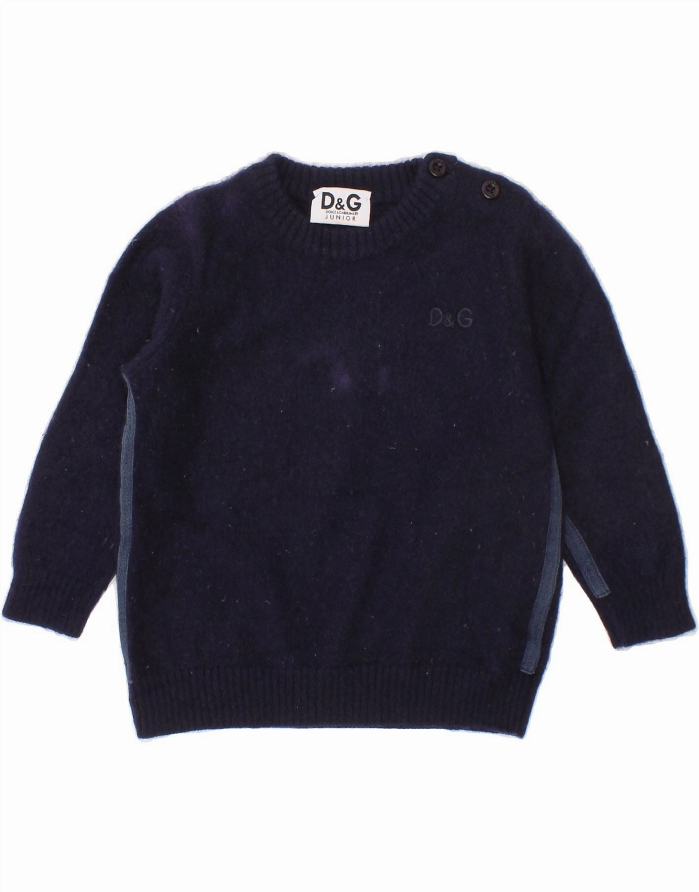 Non Restrictive Cuff No Fuss DOLCE & GABBANA Baby Boys Boat Neck Jumper Sweater 9-12 Months Navy Blue
