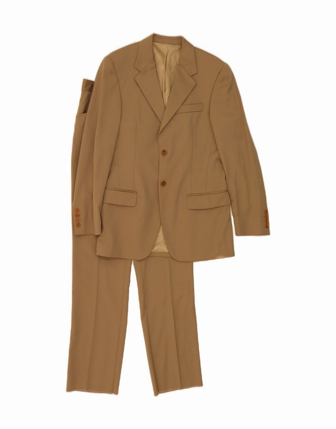 DOLCE & GABBANA Mens 2 Button 2 Piece Suit IT 46 Small W32 L35 Beige Wool Custom Look Elegant Fit