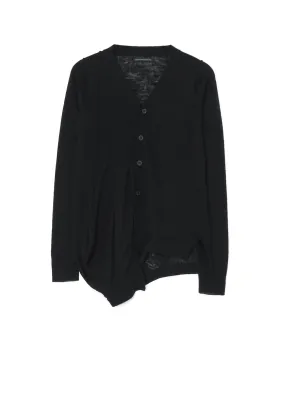 PLAIN STITCH CARDIGAN WITH RANDOM PLEATS Layered Cable Pattern