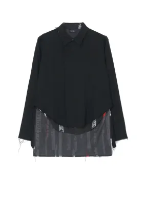 Compact Fold Design Relaxed Silhouette KHADI COTTON   QUOTES PRINT LAYERED SHIRT