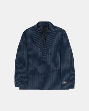 DOUBLE-BREASTED BLAZER WRINKLED STRIPE AdjustableDrawcordHem Weekday Street Look
