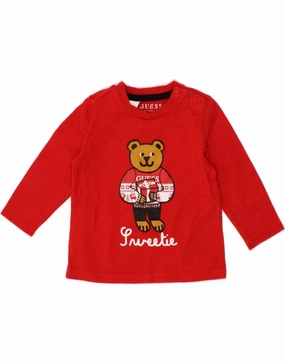 Wrinkle Resistant Material GUESS Baby Boys Graphic Top Long Sleeve 6-9 Months Red Cotton