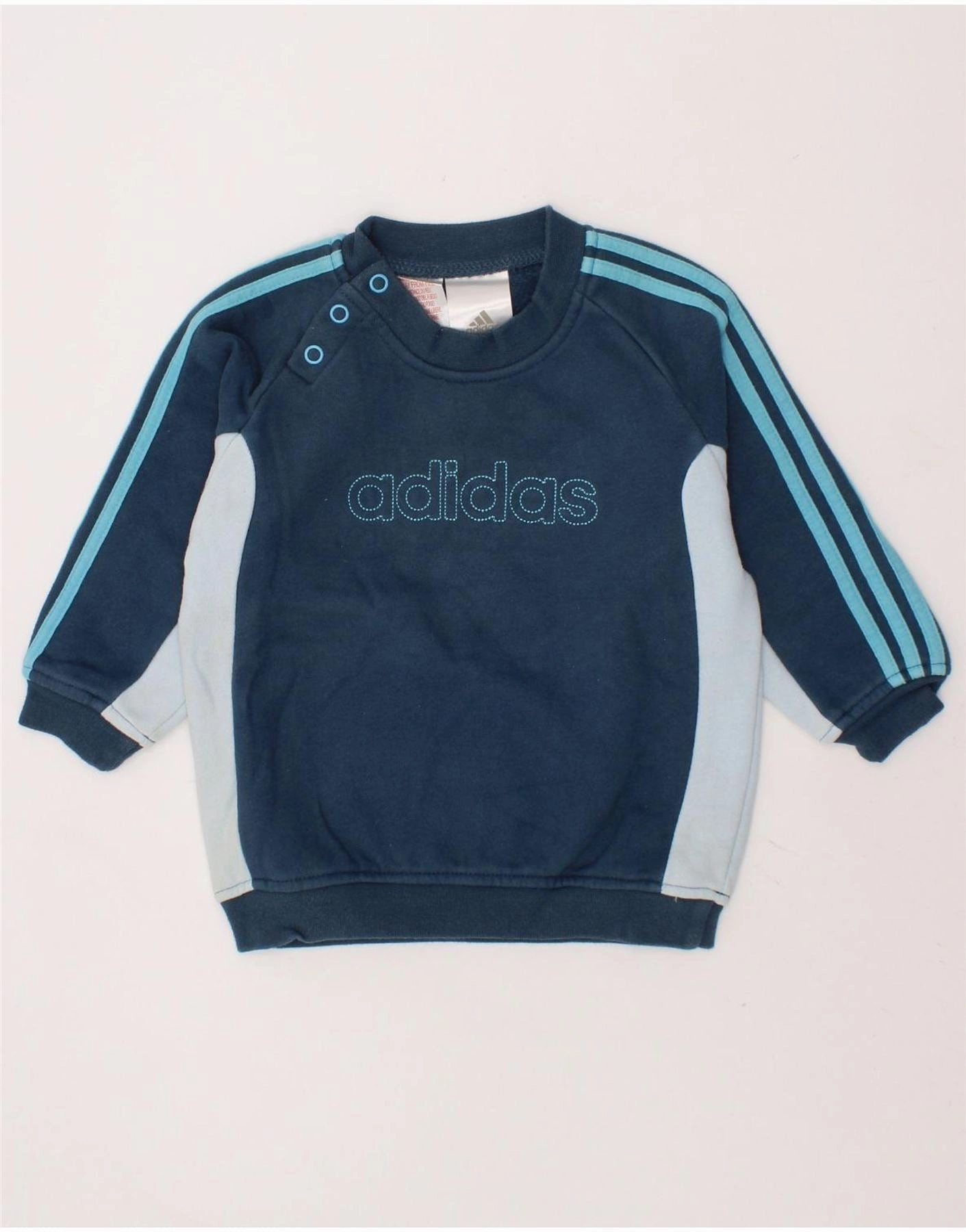 ADIDAS Baby Boys Graphic Sweatshirt Jumper 9-12 Months Navy Blue Skin Friendly Stitch