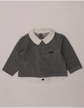 Relaxed Comforted VINTAGE Baby Girls Sweatshirt Jumper 0-3 Months Grey Cotton