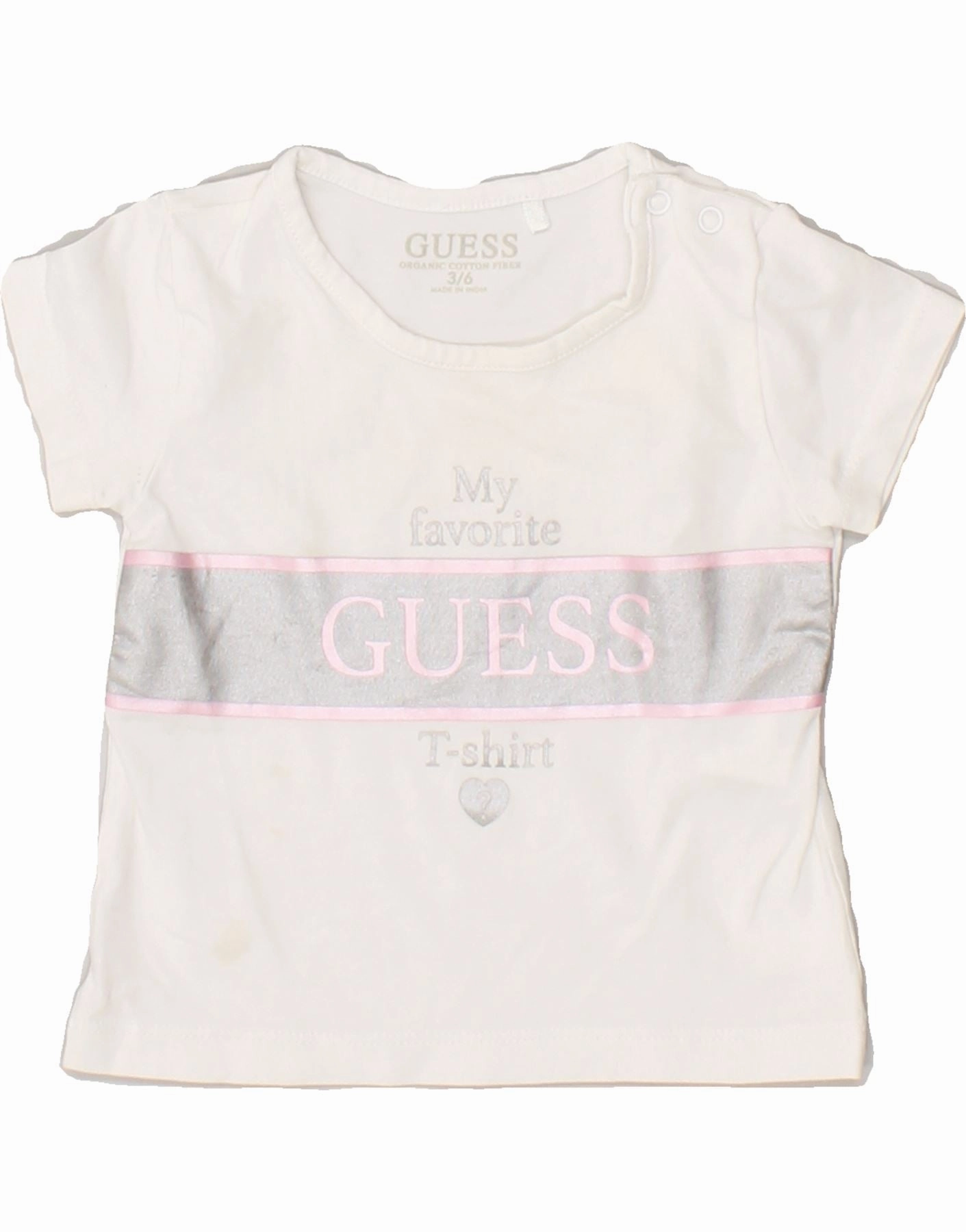 GUESS Baby Girls Graphic T-Shirt Top 3-6 Months White Cotton Bold Pattern