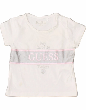 GUESS Baby Girls Graphic T-Shirt Top 3-6 Months White Cotton Bold Pattern