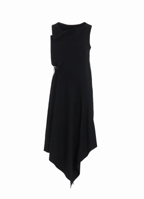 Easy-Storage WOOL GABARDINE WAIST LAVE-UP DRESS