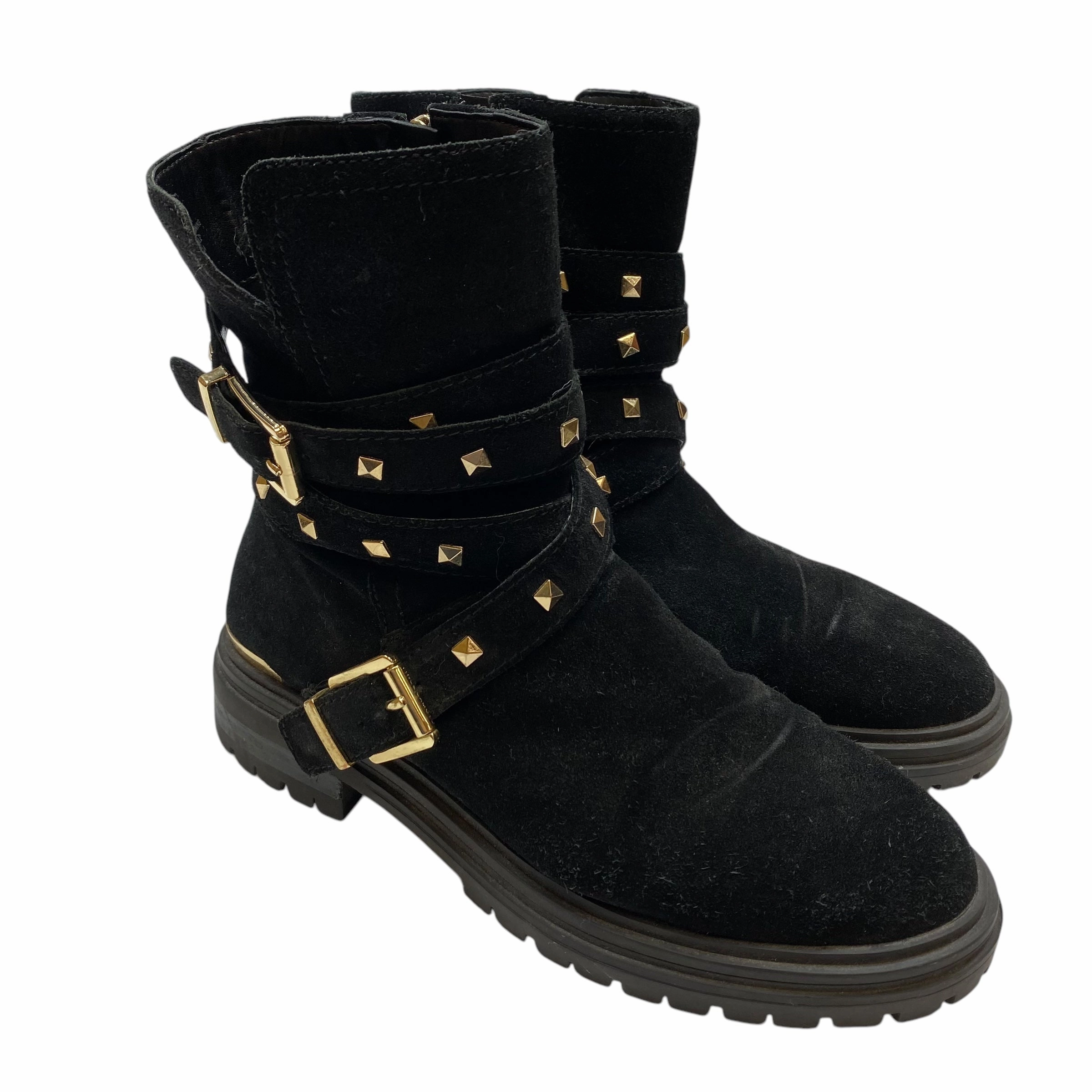 Shock Absorbing Midsole Comfort Lining Trail Runner Boots Ankle Flats By Vince Camuto In Black, Size: 9