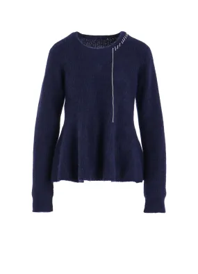 HALF CARDIGAN KNIT FLARED HEM PO Overlock Edge Finish