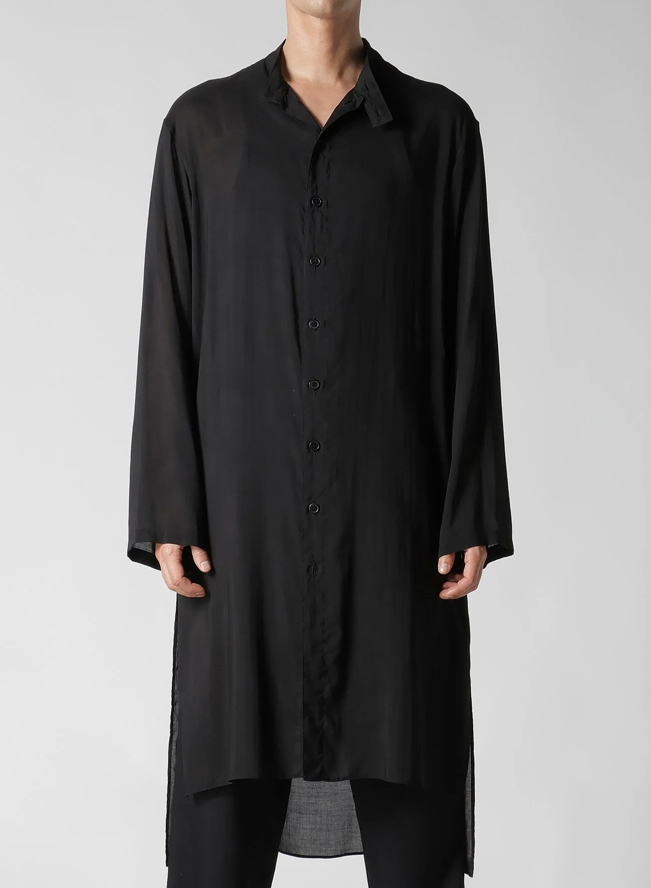 80 MODAL LOAN STAND COLLAR LONG BLOUSE Round Collar Autumn Look