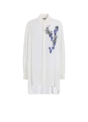 All-day Comfort VISCOSE TWILL CHRYSANTHEMUM EMBROIDERY OVERSIZED SHIRT
