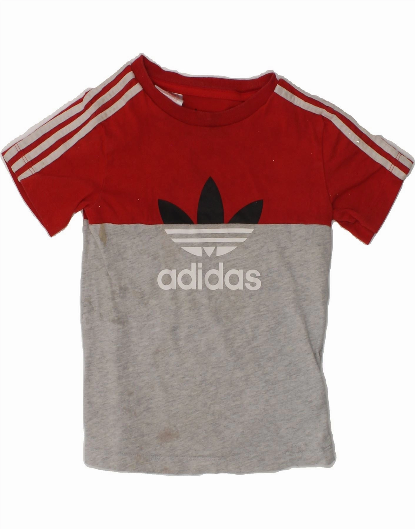 Ergonomic Back Panel ADIDAS Baby Boys Graphic T-Shirt Top 18-24 Months Grey Colourblock Cotton