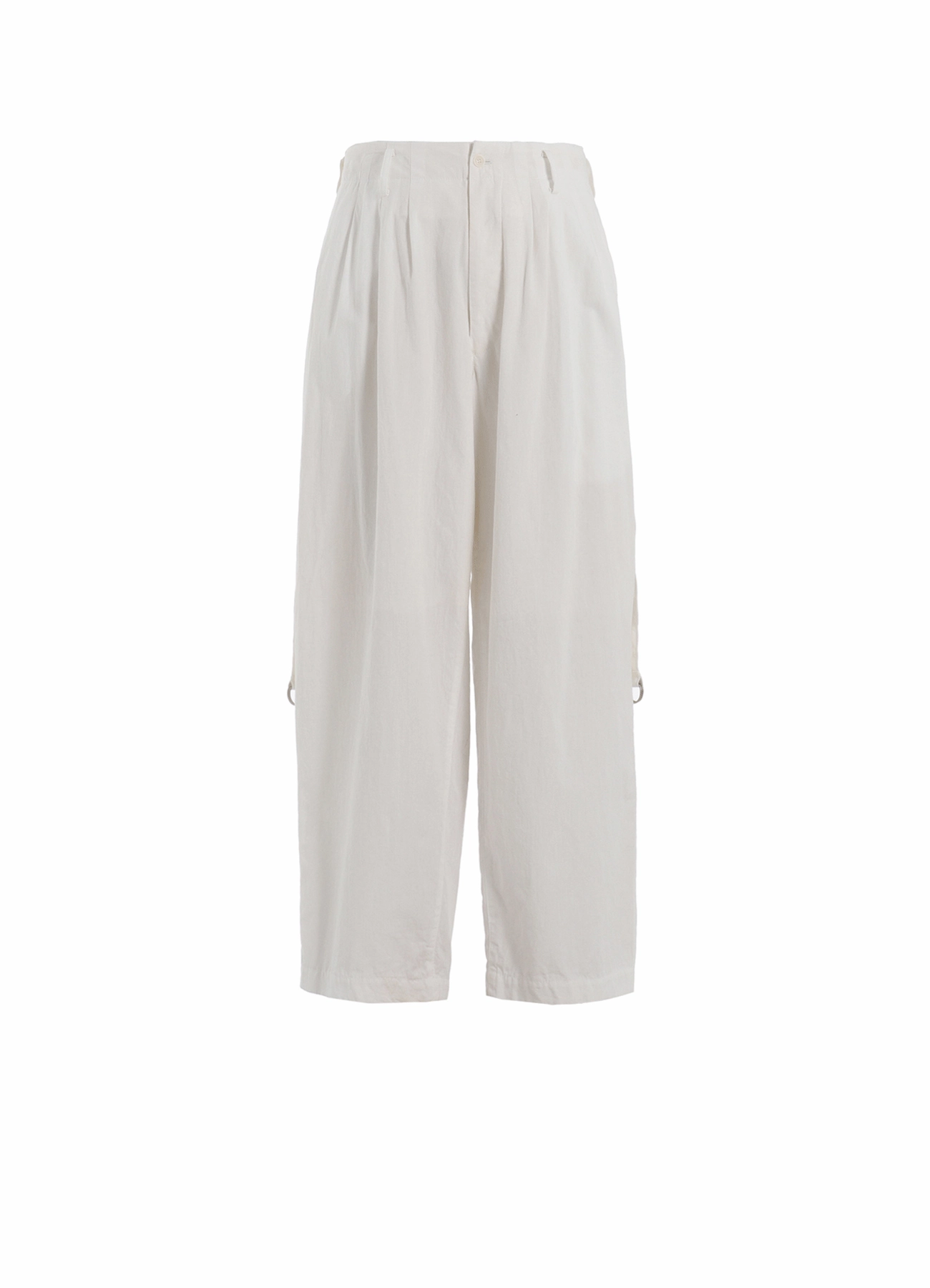 COTTON/LINEN DUNGAREE SIDEBANDED PANTS Roomy Shape SmoothZipper