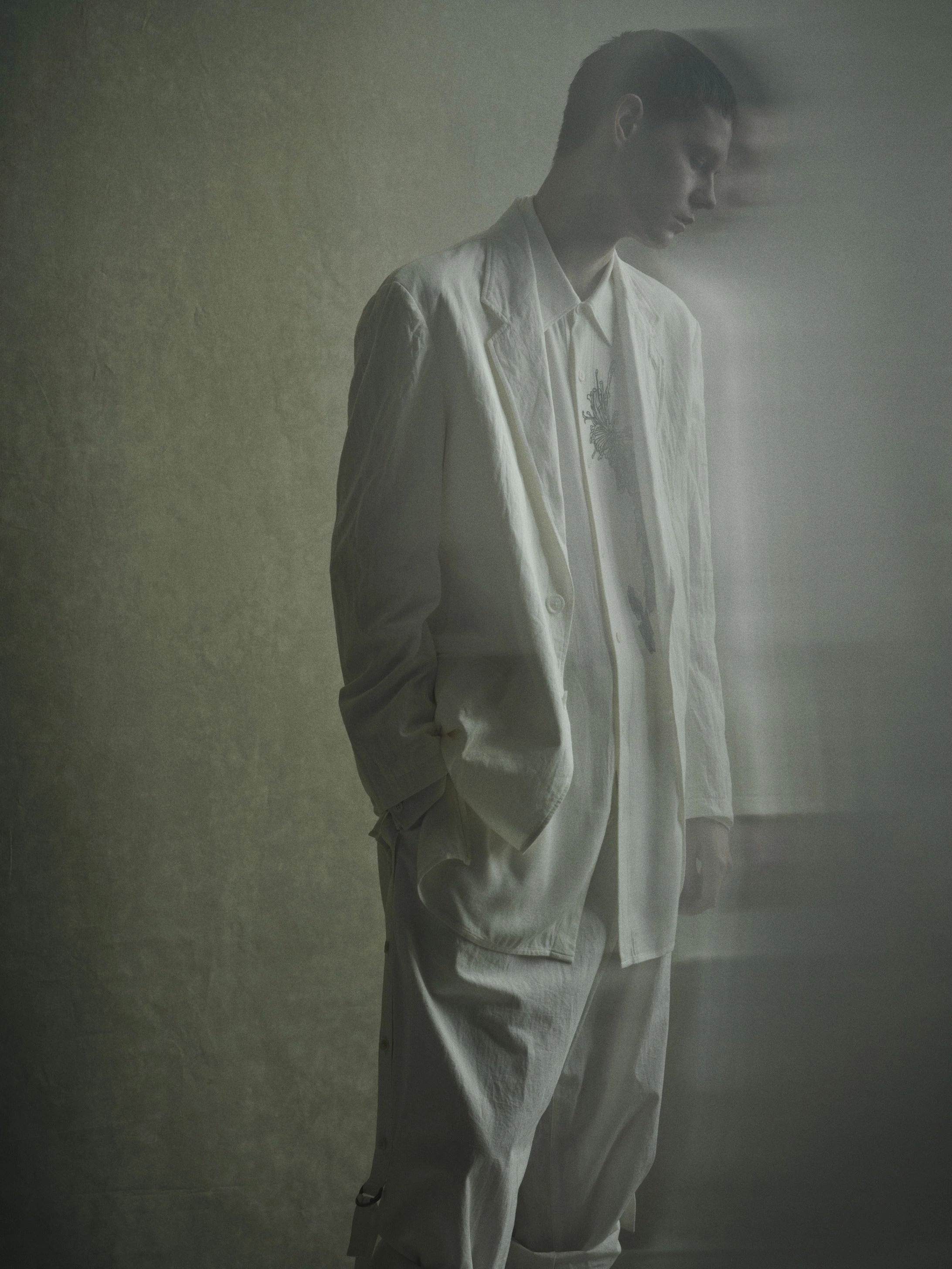 COTTON/LINEN DUNGAREE SIDEBANDED PANTS Neutral Style