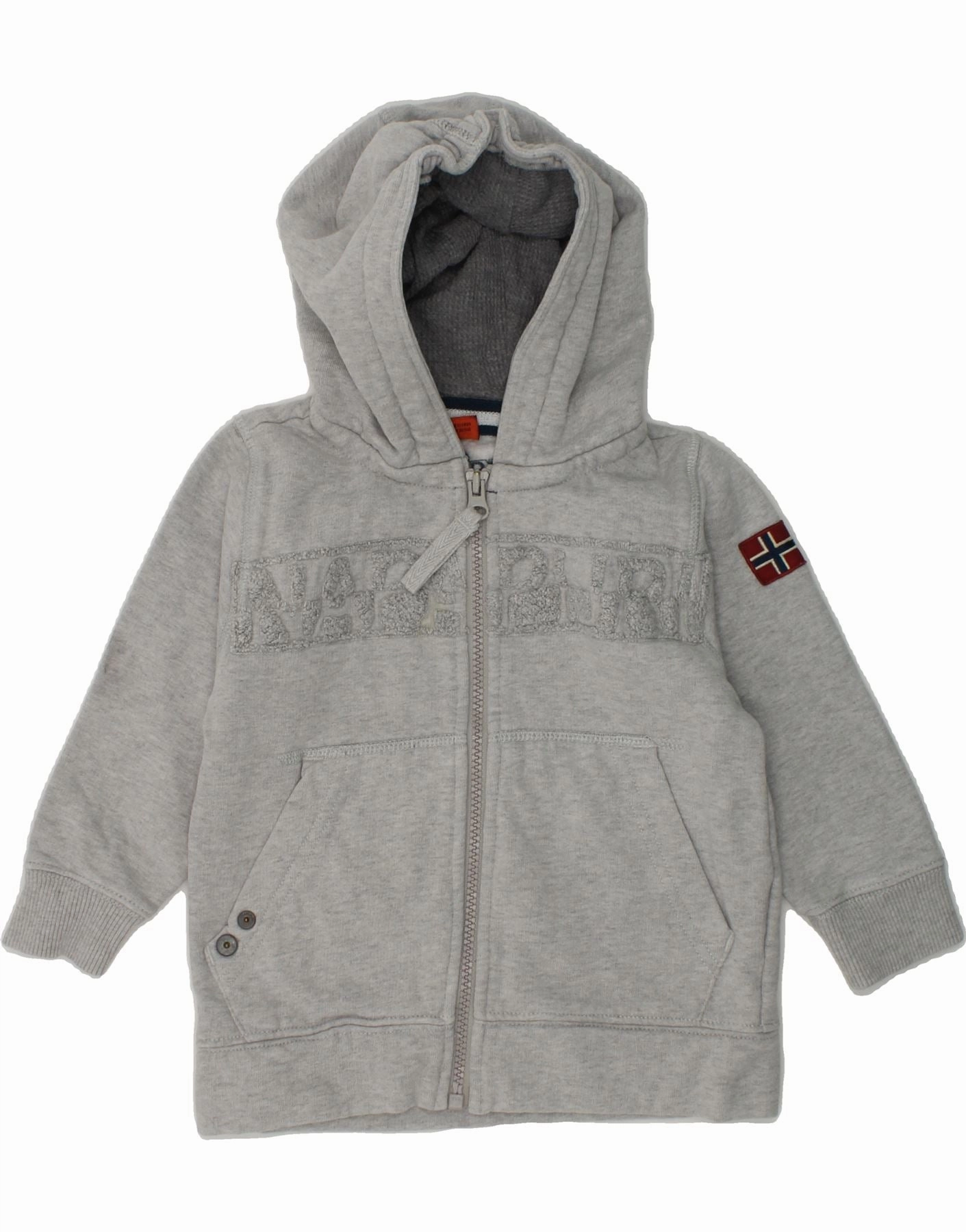 No Stress NAPAPIJRI Baby Boys Graphic Hoodie Jumper 18-24 Months Grey Cotton