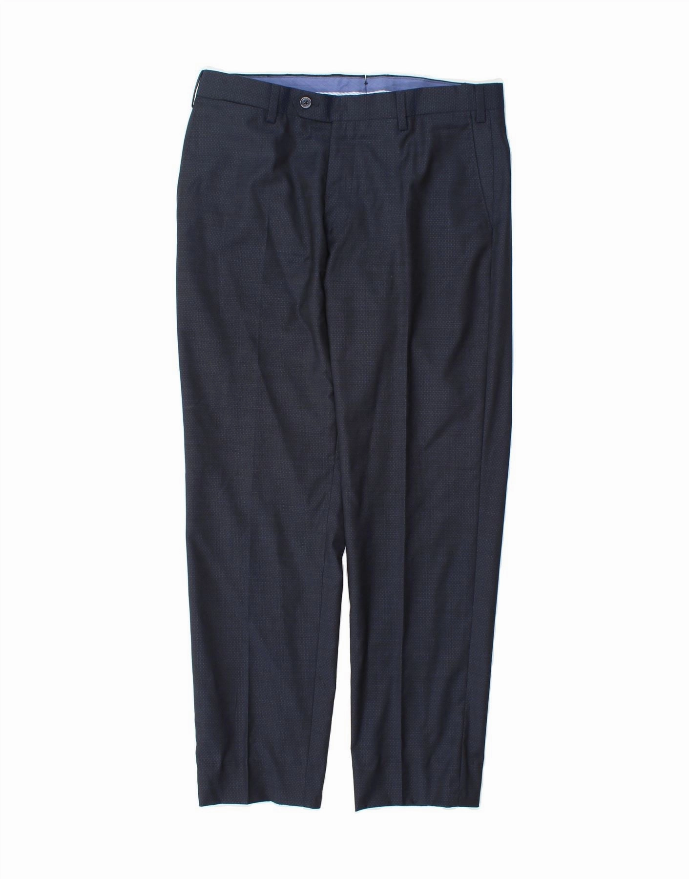 MASSIMO DUTTI Mens Suit Trousers EU 40 Medium W31 L28 Navy Blue Spotted Noise Reduction Fabric
