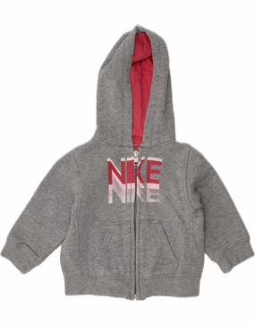 Multi purpose design NIKE Baby Girls Graphic Zip Hoodie Sweater 6-9 Months Grey Cotton