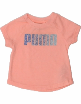 PUMA Baby Girls Graphic T-Shirt Top 3-6 Months Pink Cotton Comfort Fit Summer Fashion