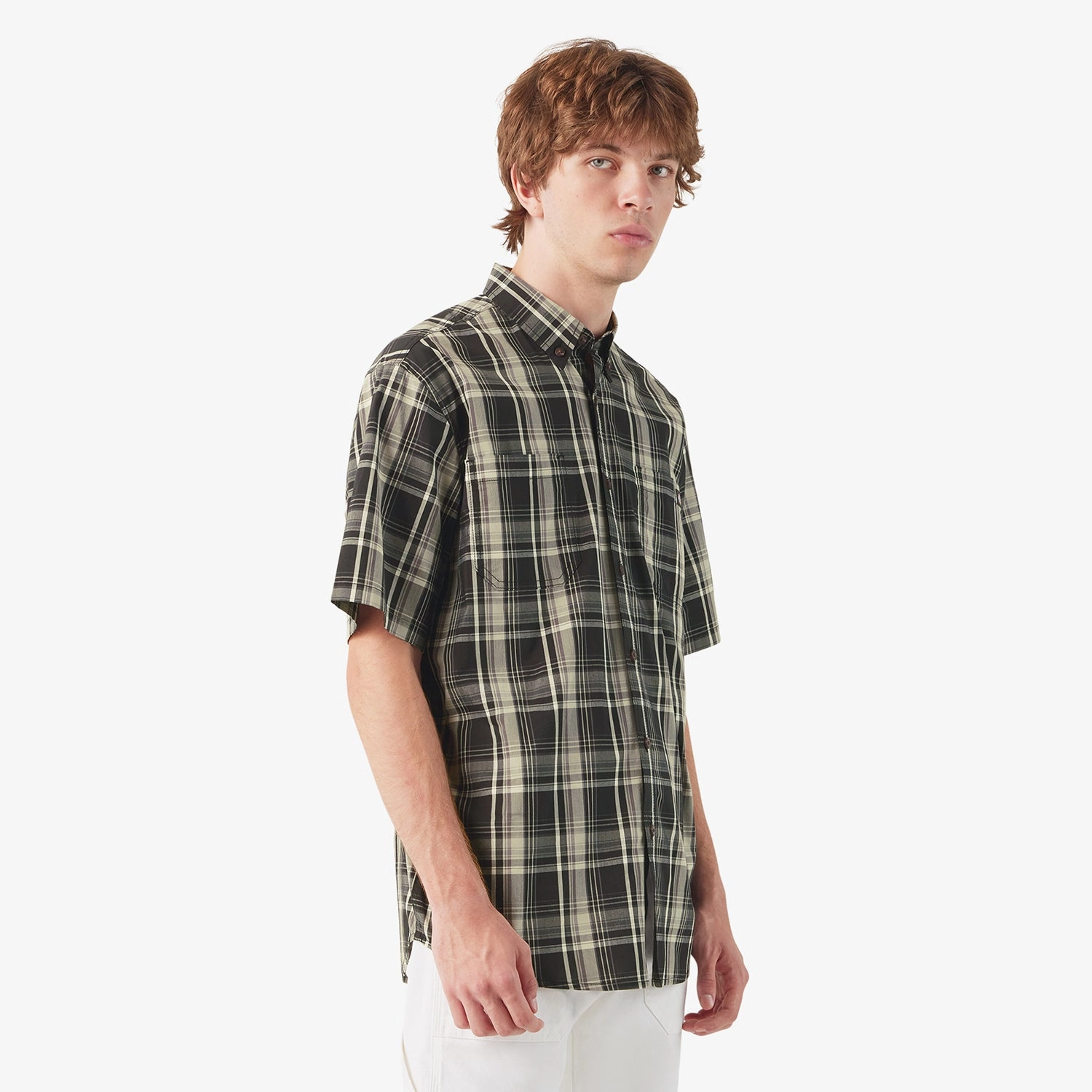 SS Flex Plaid Woven Shirt - Mens Multi Panel Design