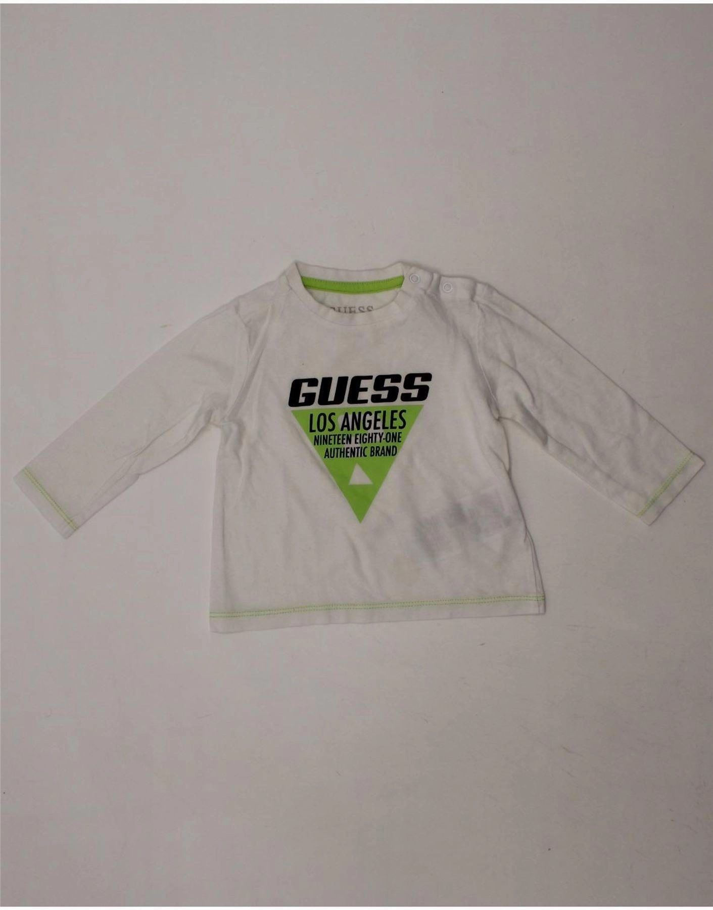 Conference Appropriate GUESS Baby Girls Graphic Top Long Sleeve 6-9 Months White Cotton Modern