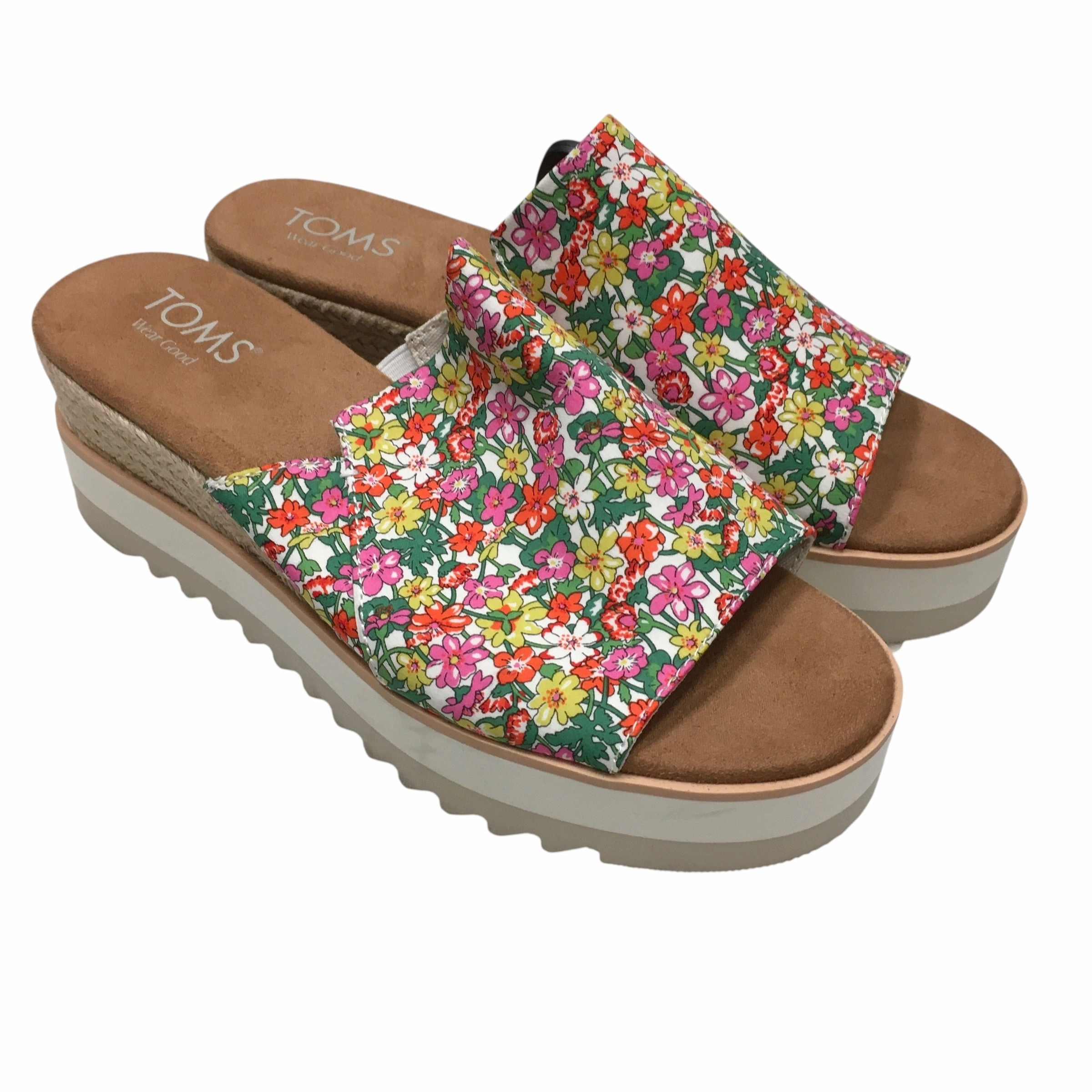 Sandal Organization Sandals Heels Wedge By Toms In Floral Print, Size:8
